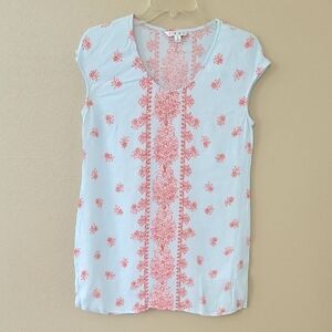 CAbi Blue Red Serene Boho Tunic Blouse - Size Small